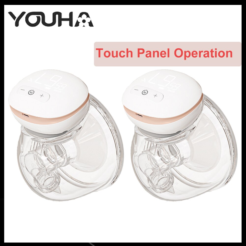 2PCS YOUHA Breast Pump Wearable Hands Free Electric Breast Pumps Milk Extractor BPA-free Babies Accessories Newborn Baby Bottles