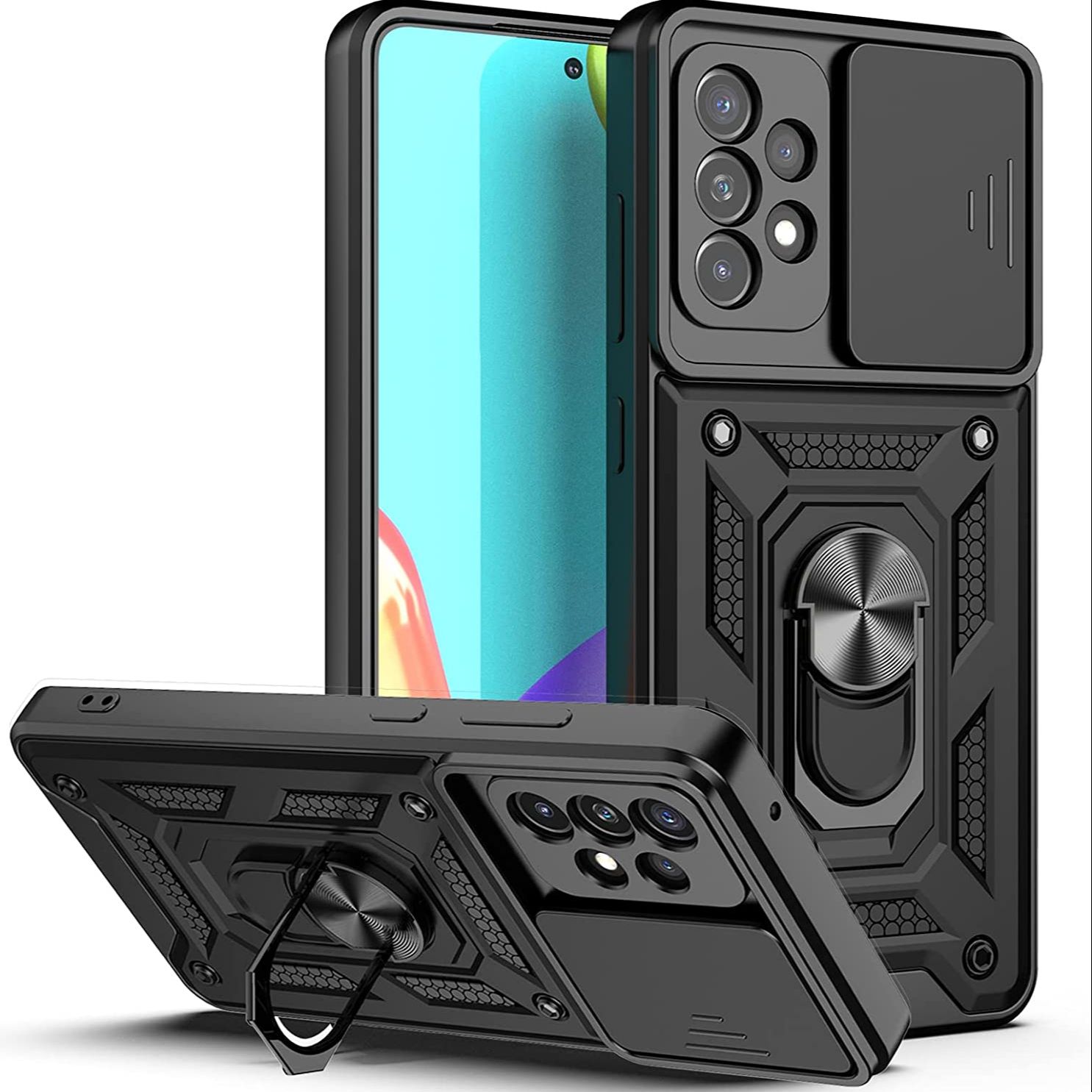 Slide Camera Lens Case For Xiaomi Redmi Note 9 10 11 8 11S Pro Max 9A 9C 9T Mi 12 12X F3 Military Grade Bumpers Armor Ring Cover