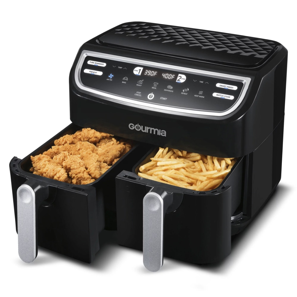 oil-free air fryer air fryers oil-free air fryer9 Qt 7-in-1 Dual Basket Digital Air Fryer with Smart Finish and Guided Cooking