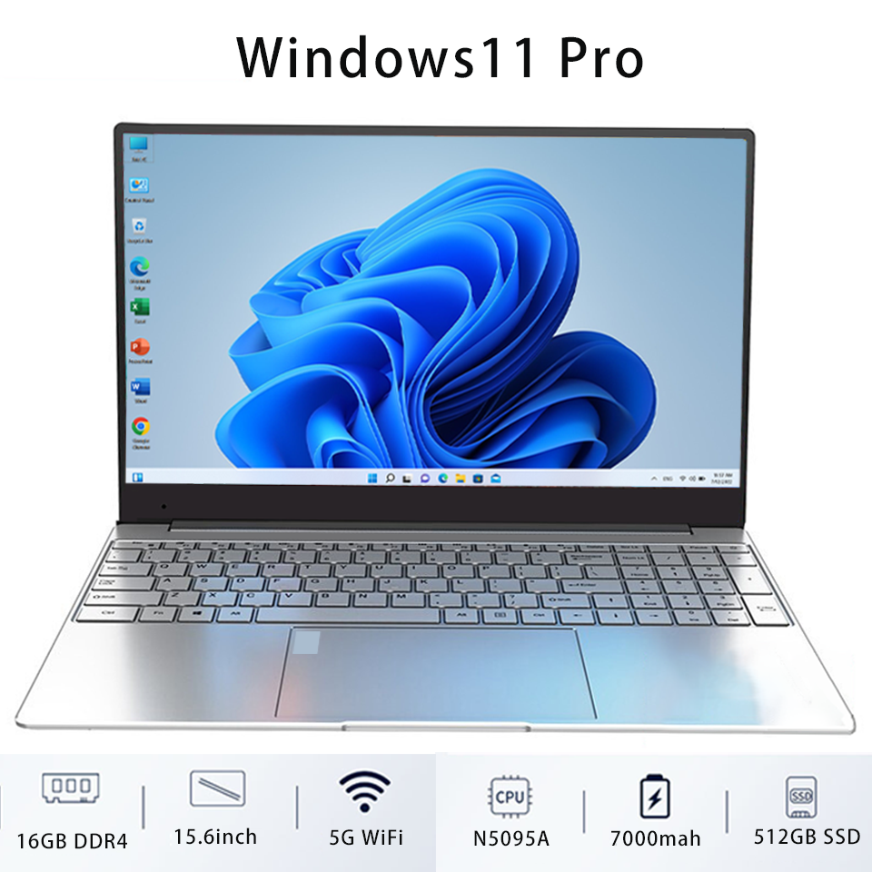 15.6inch IPS Ram 16GB DDR4 Quad-Core Notebook Business Gaming Laptop 1TB SSD Windows11 With Fingerprint Backlit-Keyboard 5G-WiFi