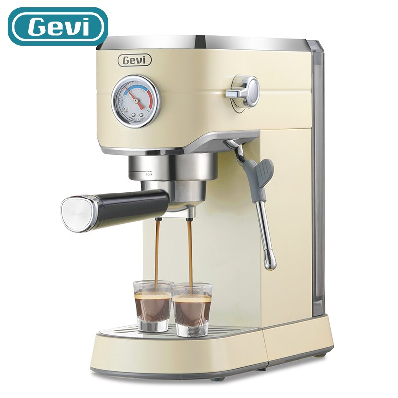 Gevi Espresso Coffee Machine 20 Bar Compact Professional with Milk Frother/Steam Wand for Latte and Cappuccino GECME418E-U Beige