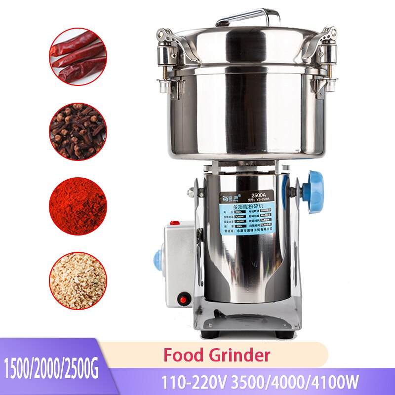 1500g 2000g 2500g Grains Herbal Powder Miller Dry Food Grinder Machine high speed Intelligent Spices Cereals Crusher 110V/220V