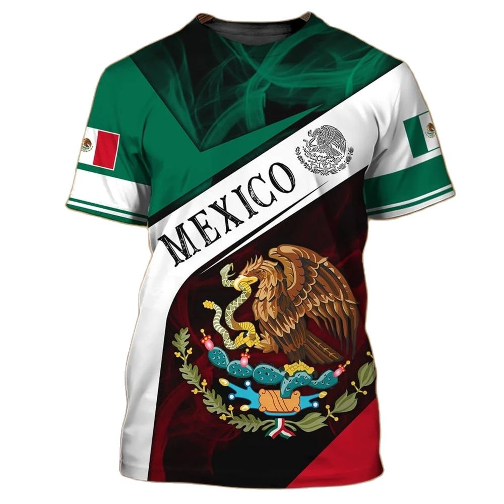 Mexico Eagle Graphic T shirts Fashion 3D Print T Shirt For Men National Flag Harajuku Oversized Short Sleeve Leisure O-neck Tees