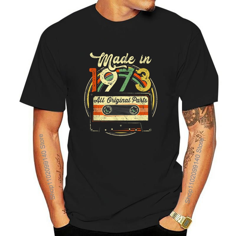 Funny Made In 1973 50th Birthday Gifts Cassette Tape Vintage T Shirts Party Grandma Grandpa present  Summer T-shirt gift