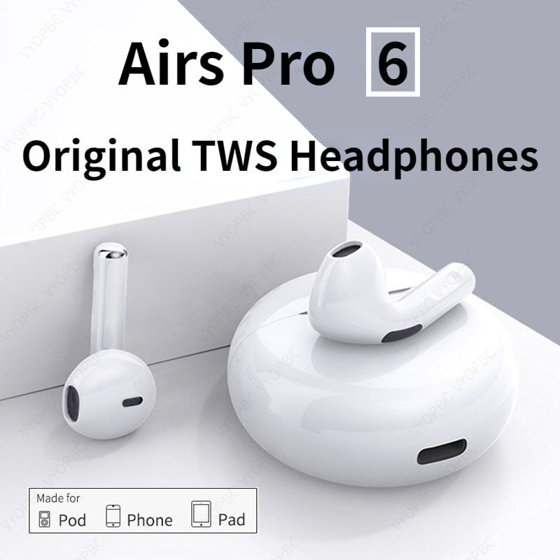 NEW Original Air Pro 6 TWS Wireless Headphones Fone Bluetooth Earphones Mic Pods In Ear Earbuds Earbuds sport Headset For Xiaomi
