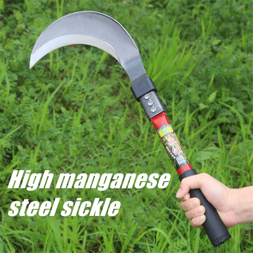 Sickle Agricultural Garden Manganese Steel Seedling Tool Anti-slip Handle Harvesting Rice Sharp Blade Weeding Open Knife