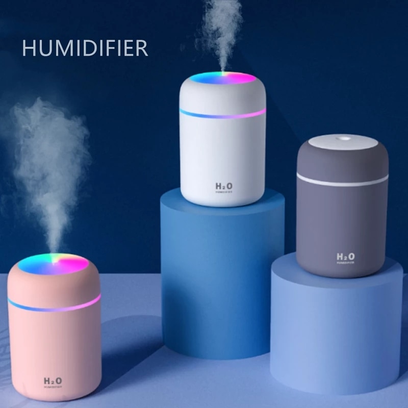 Air Humidifier Portable 300ml Electric Aroma Essential Oil Diffuser USB Cool Mist Sprayer With Colorful Night Light For Home Car